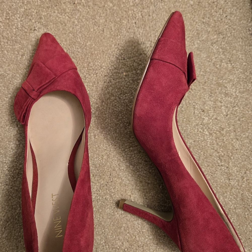 Nine West Women's Red Suede Heels - Picture 2 of 3